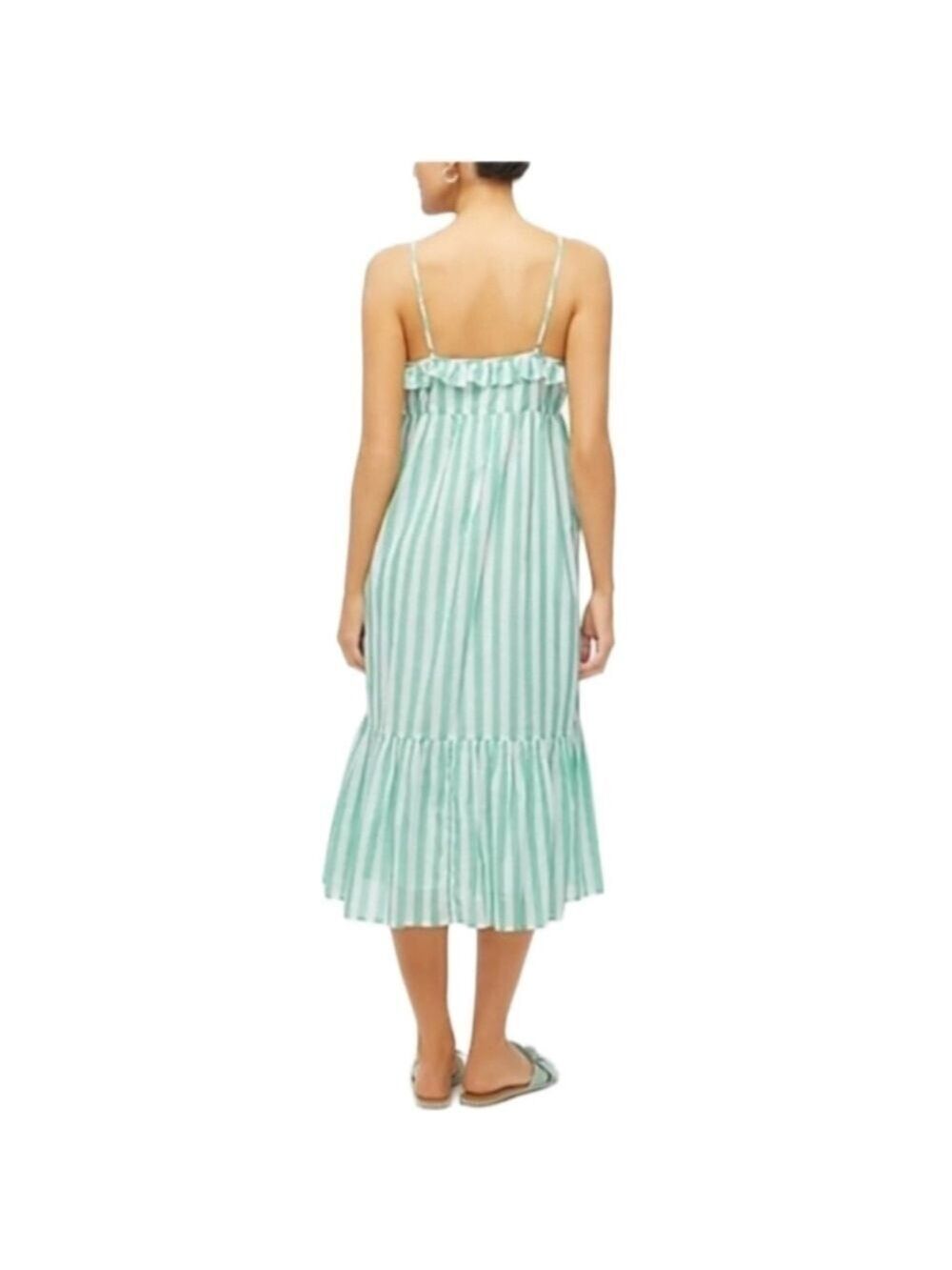 J. CREW RUFFLE TIERED DRESS COVER-UP STRIPE SIZE SMALL ADJUSTABLE STRAPS - Picture 4 of 12